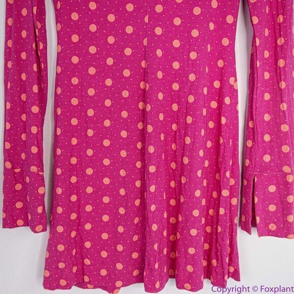 NEW Free People Shayla Mini Dress Printed Polka Dot Long Sleeve Button Down, M - Picture 14 of 16